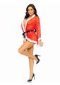Leg Avenue Santa Mesh Robe with Plush Trim, Ribbon Tie, and G-String