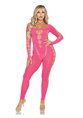 Leg Avenue Seamless Opaque Cut-Out Footless Bodystocking