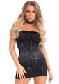 Leg Avenue Spandex Opaque Rhinestone Tube Dress and Matching Choker