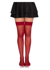 Leg Avenue Spandex Sheer Thigh Highs with Embroidered Rose Side Detail