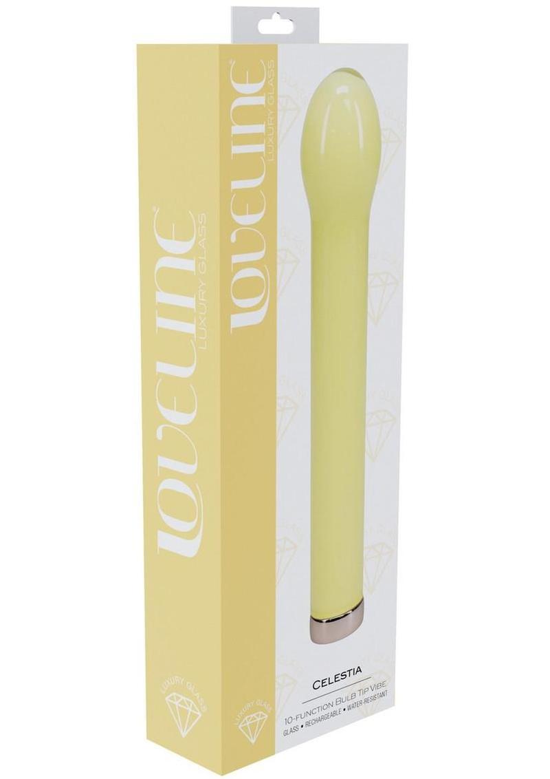 Loveline Celestia 10 Function Bulb Tip Rechargeable Glass Vibrator - Yellow