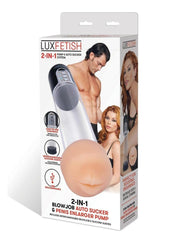Lux Fetish 2 In 1 Blowjob Auto Sucker and Penis Englarger Pump - Black