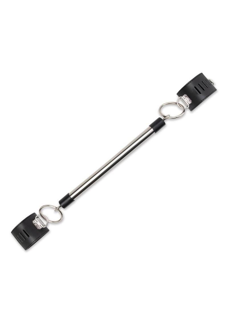 Lux Fetish Spreader Bar with Lockable Cuffs - Black/Silver