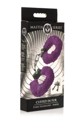 Master Series Cuffed In Fur Furry Handcuffs - Purple