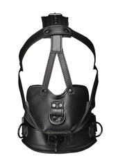 Master Series Leather Head Harness with Muzzle - Black