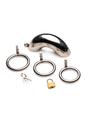 Master Series Locking Stainless Steel Chastity Cage with 3 Rings