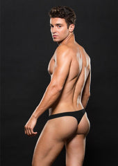 Microfiber Black Waffle Thong - Black - Medium/Small
