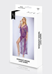 Midnight Desire Lace Gown-Purple-Ml
