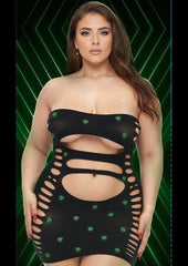 Midnight Diamond Cutout Mini Dress-Glow In The Dark-Q - Black/Glow In The Dark
