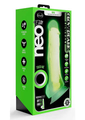 Neo Elite Glow In The Dark Dildo with Balls - Glow In The Dark/Green - 7.5in