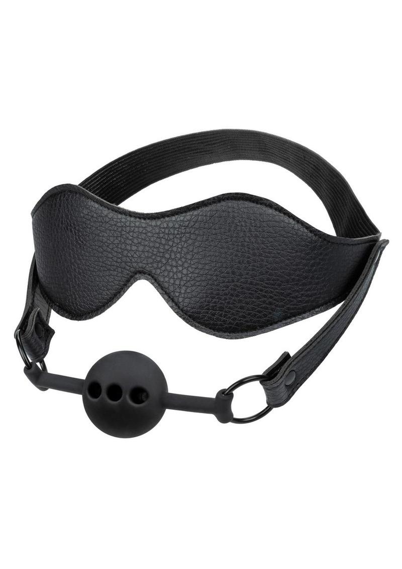 Nocturnal Collection Eye Mask and Breathable Ball Gag - Black