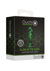 Ouch! Glass Butt Plug - Glow In The Dark/Green - Large