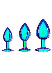 Ouch! Venice Coll Metal Anal Plug Set (3 Piece) - Iridescent - Multicolor/Rainbow