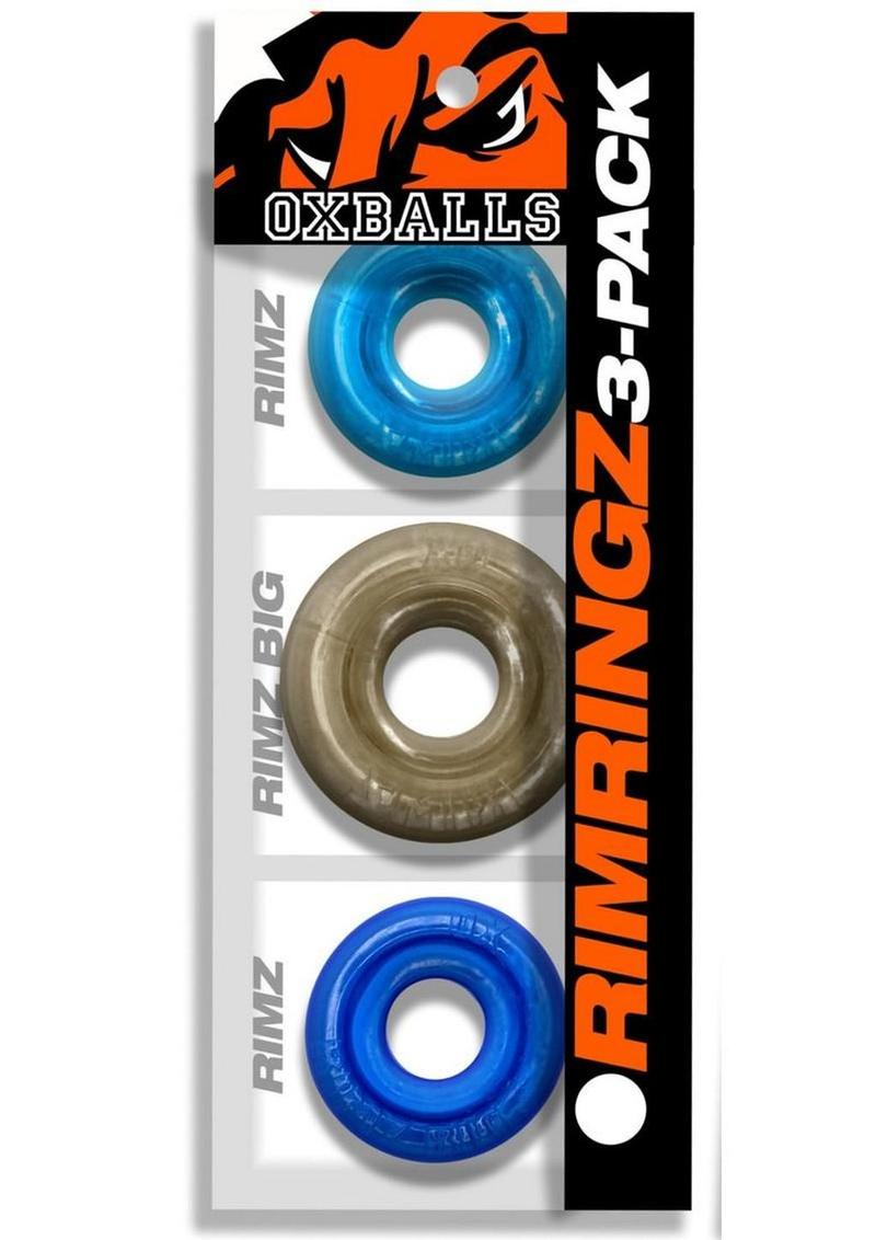 Oxballs Rimringz Multi Size Cock Rings (3 Pack) - Cool - Blue
