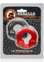 Oxballs Ultraballs Cock Ring - Red/Silver - 2 Pack/Set