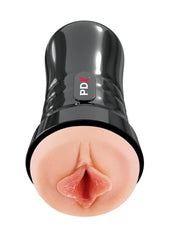 Pdx Extreme Wet Pussies Super Luscious Lips Control Freak Self Lubricating Vibrating Stroker with Remote - Pussy - Vanilla