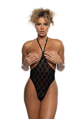 Playboy Burnout Bunny Cup-Less Teddy - Black - One Size