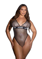Playboy Galaxy Bunny Teddy - 1xlarge - Black/Silver - XXLarge