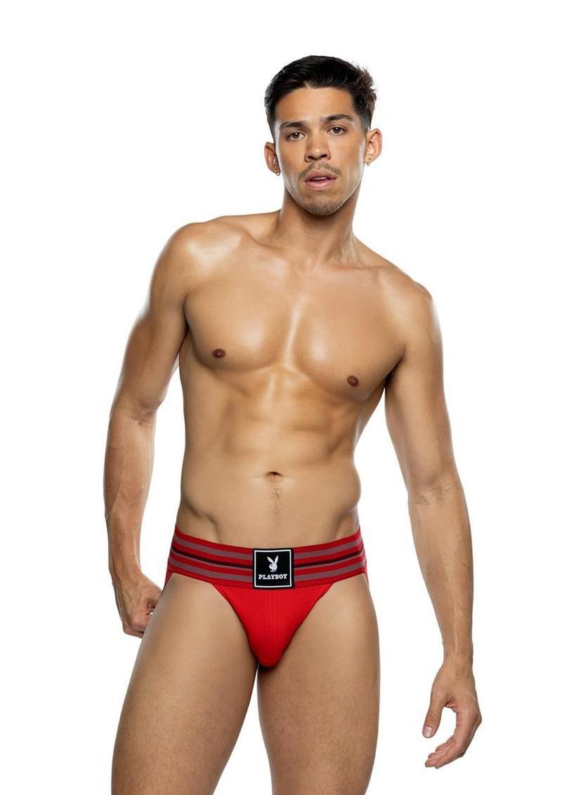 Playboy Men's Locker Room Classic Jock - Red - XLarge