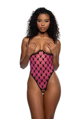 Playboy Ravishing Bunny Crotchless Teddy - Hot Pink/Pink - Medium/Small