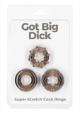 Powerbullet Got Big D Super Stretch Cock Rings - Black - 3 Pack