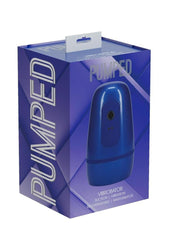 Pumped Vibrobator Pressure Suction 9 Function Vibrating Rechargeable Masturbator - Metallic - Blue