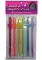 Rainbow Naughty Straws Glow In The Dark Penis Shaped - Assorted Colors/Glow In The Dark - 6 Per Pack