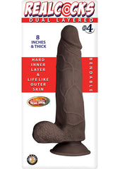 Realcocks Dual Layered #4 Bendable Thick Dildo - Brown/Chocolate - 8in