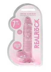 Realrock Crystal Clear Dildo with Balls - Pink - 7in