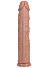 Realrock Ultra Realistic Skin Extra Large Straight Dildo with Suction Cup - Caramel - 15in