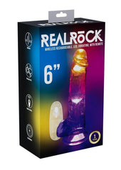 Realrock Vibrating Led Wireless Rechargeable Remote Control Cock with Balls - Clear - 6in