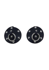 Rouge Leather Studded Nipple Covers - Black