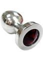Rouge Smooth Stainless Steel Anal Plug - Medium - Red Jewel - Red