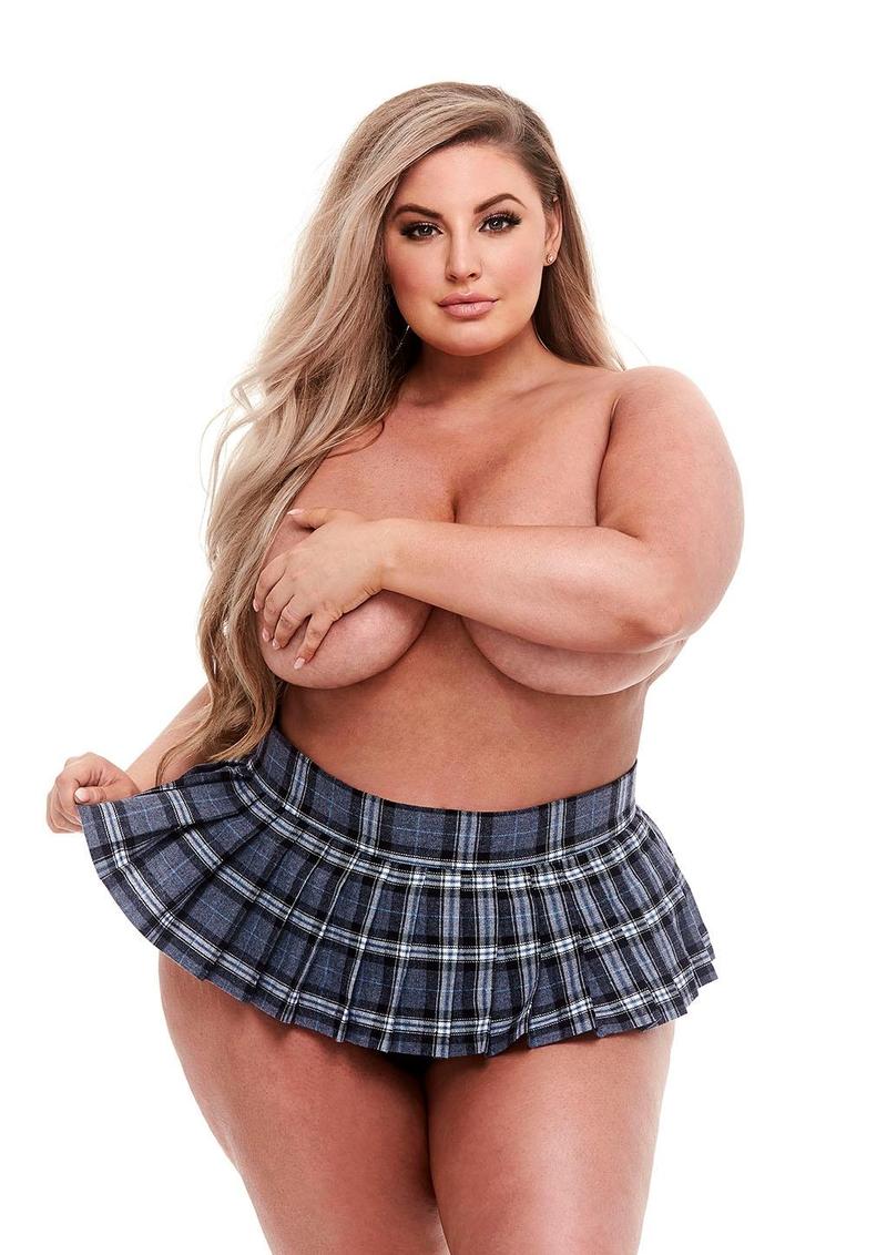 Schoolgirl Skirt - Grey - Plus Size/Queen