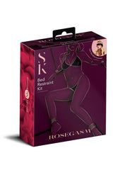 Secret Kisses Rosegasm Bed Restraint Kit with Satin Blindfold - Black/Red