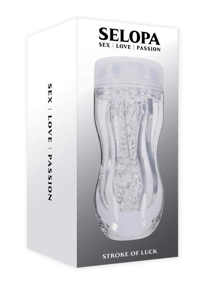 Selopa Stroke Of Luck Masturbator with Vibrating C-Ring - Clear