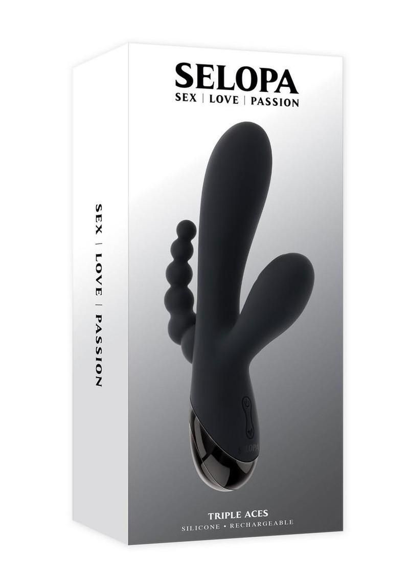 Selopa Triple Aces Rechargeable Silicone Triple Vibrator - Black