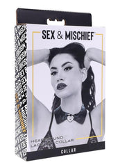 Sex and Mischief Heartbound Lace Day Collar - Black/Silver
