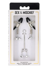 Sex and Mischief Shadow Bell Nipple Clit Jewelry - Black/Silver
