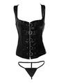 Strict Lace-Up Corset Vest and Thong