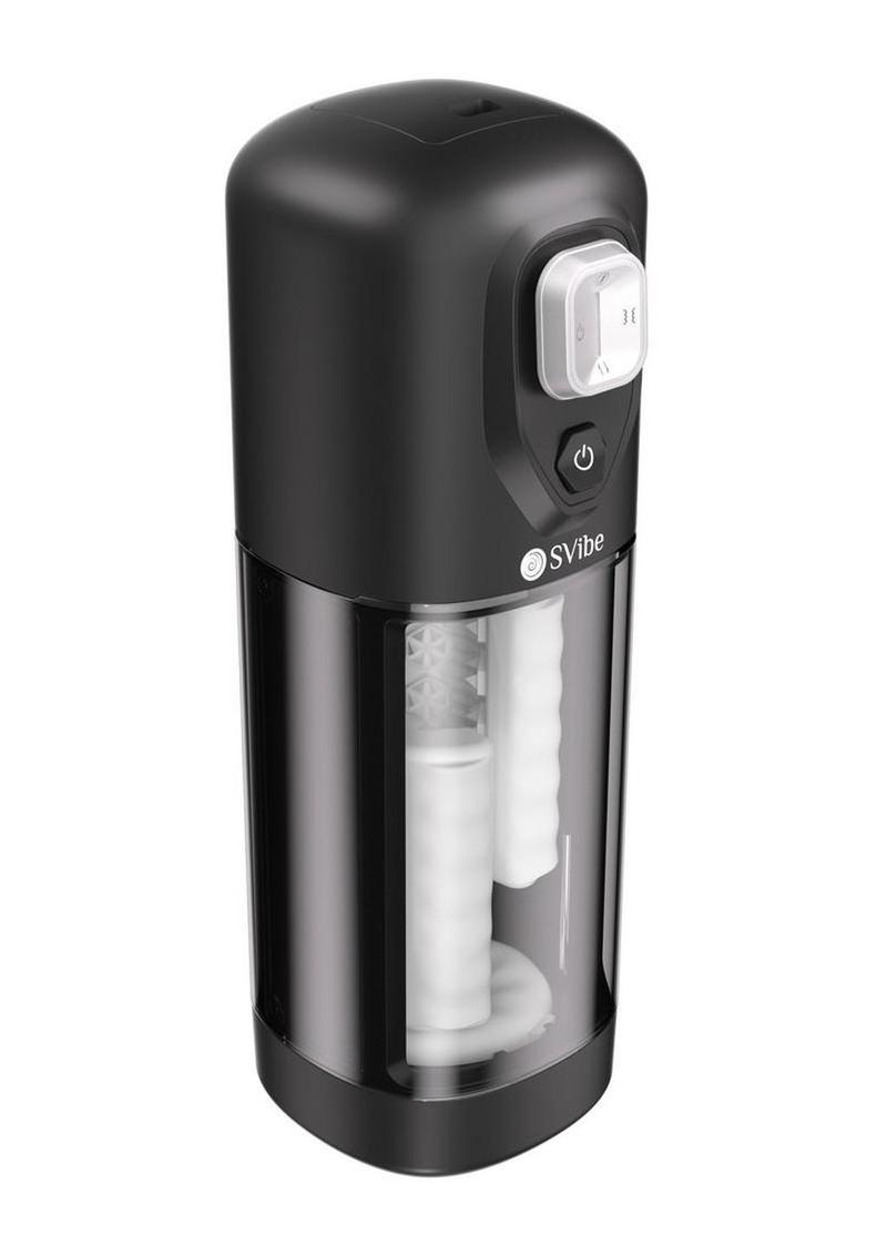 Svibe Ikon Volt Rechargeable Custom Vibrating Heating Masturbator - Black/Clear
