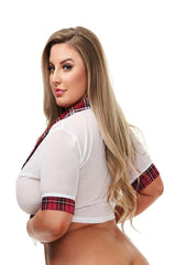 Teacher's Pet Schoolgirl Top - Red/Wine - Queen