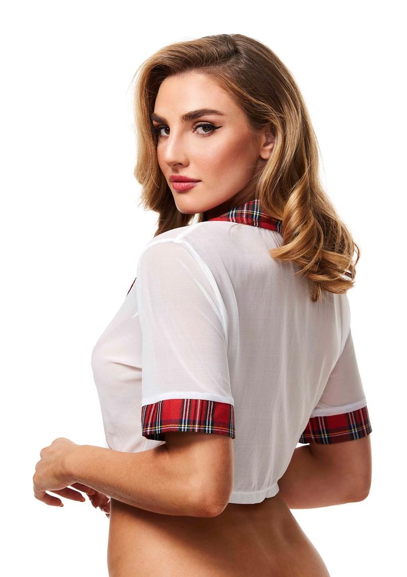 Teacher's Pet - Schoolgirl Top - Red/White - One Size