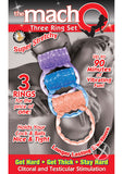 The Macho Three Ring Set Vibrating Cock Ring - Assorted Color/Assorted Colors