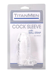 Titanmen Cock Sleeve with Ball Strap - Clear - 4.5in