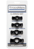 Titanmen Stretch-To-Fit Cock Rings - Black - 4 Piece Kit