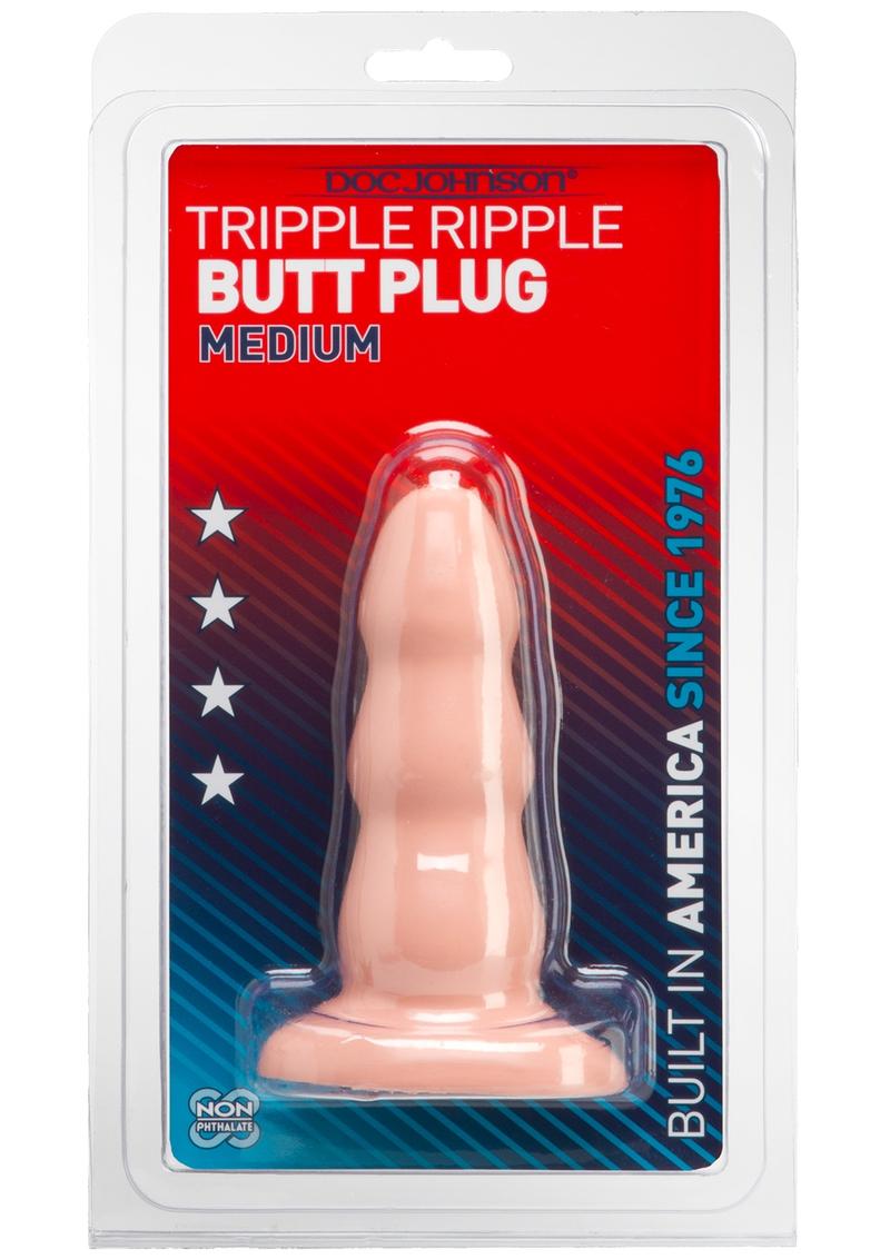 Triple Ripple Butt Plug - Vanilla - Medium
