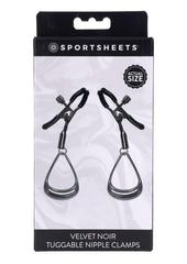 Velvet Noir Tuggable Nipple Clamps - Black