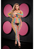 2 Pc Rainbow Crop Top and Pants - Rainbow - Queen - Set