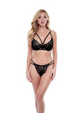 2pc Eco Strappy Bra and Panty - Black - Medium/Small - Set